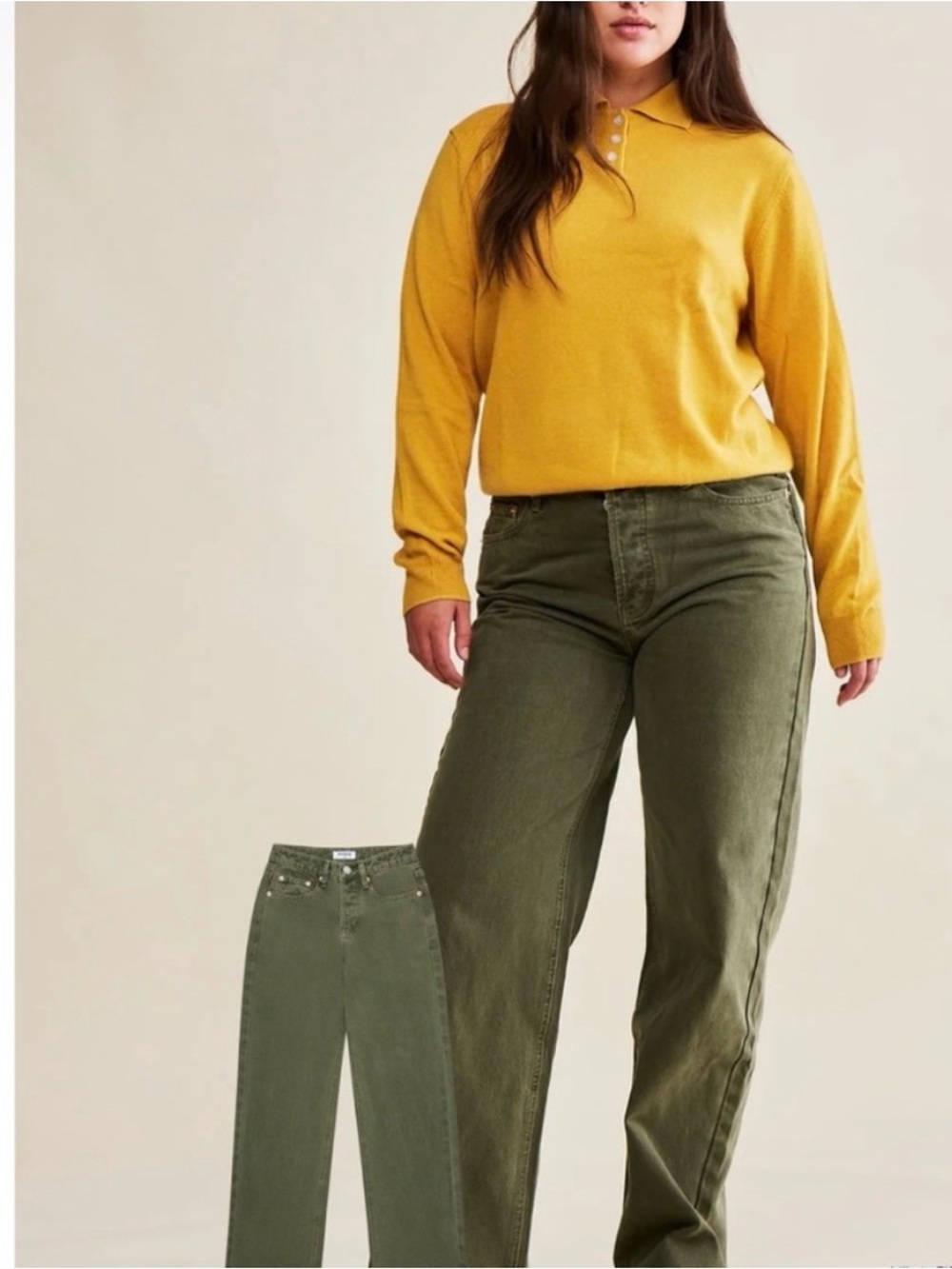 PARKE Women's Classic Straight Leg Jeans in Olive Green 25